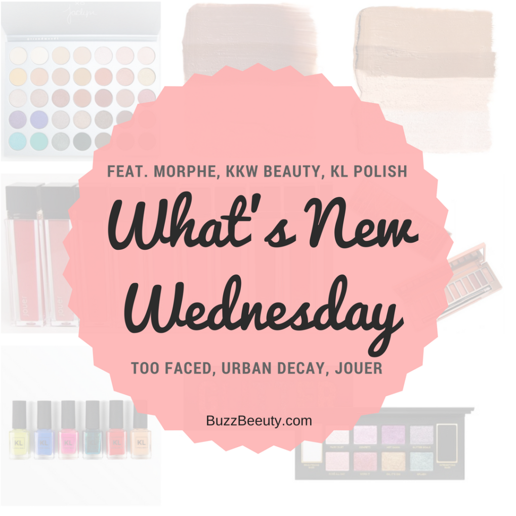 What's New Wednesday- Newest Makeup Releases and News! Featuring Urban Decay, Morphe, Too Faced, KL Polish, Jouer, and KKW Beauty!