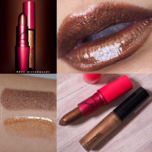 MAC Viva Glam Taraji lipstick and lipglass swatches