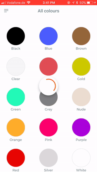 Nailbuff App Color List Selector Demo.